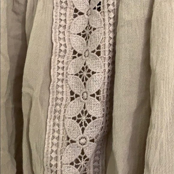 Beige Cropped Bardot Peasant Top - Picture 3 of 4